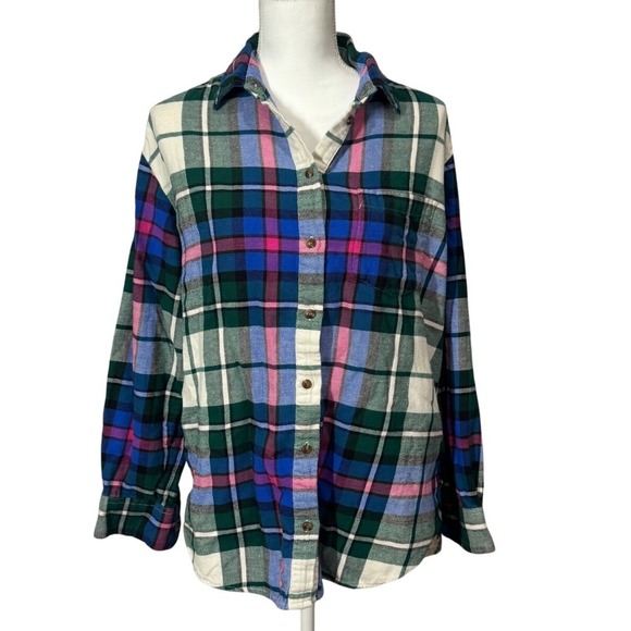 GAP Tops - Flannel Shirt Plaid‎ Button Up Long Sleeve Green Blue Pink Casual Medium
